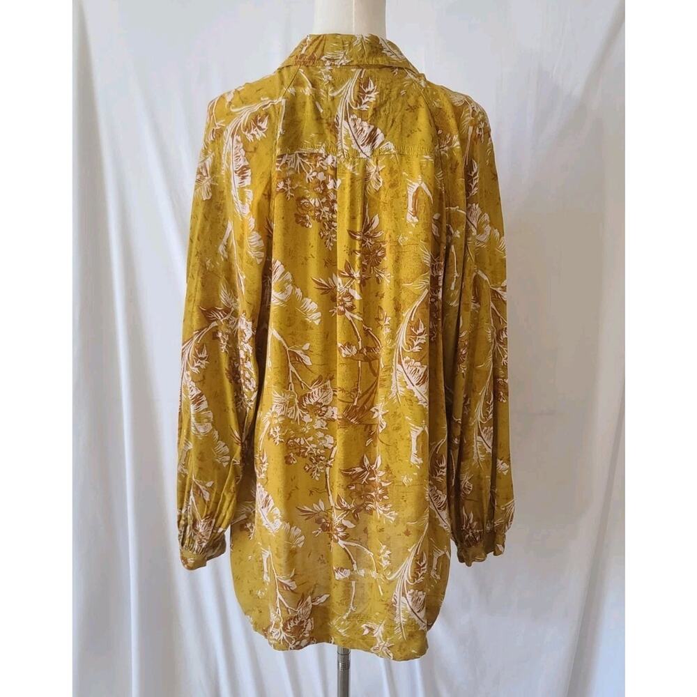 We The Free Mustard Yellow Floral It's A Vibe Oversized Blouse Top Small - Picture 6 of 7